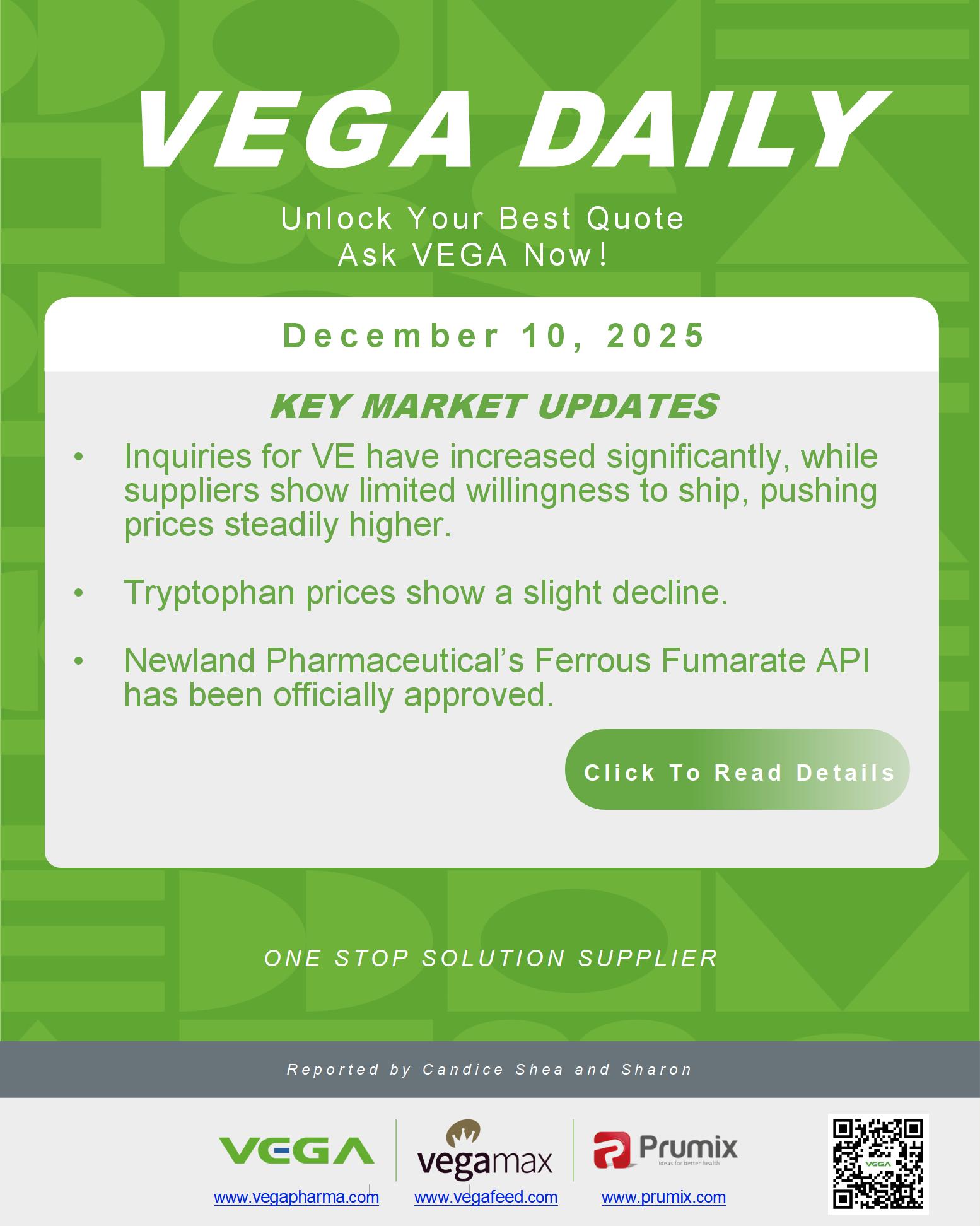 VEGA Daily Dated on December 10th 2025 Vitamin Amino Acid APl Food Additives.jpg